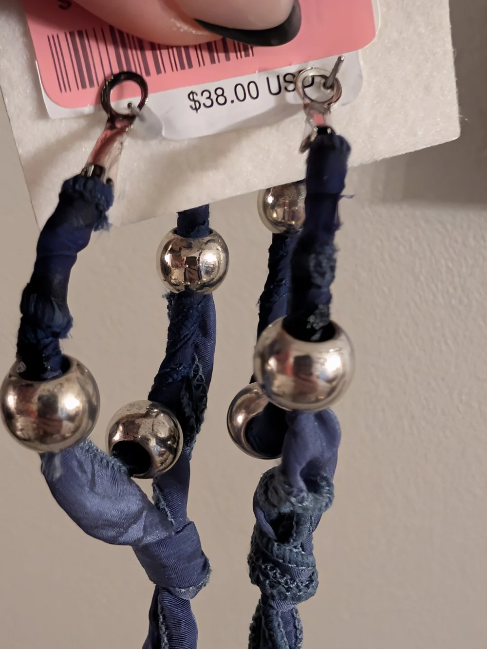 Free People Navy Beaded Rope Drop Earrings
